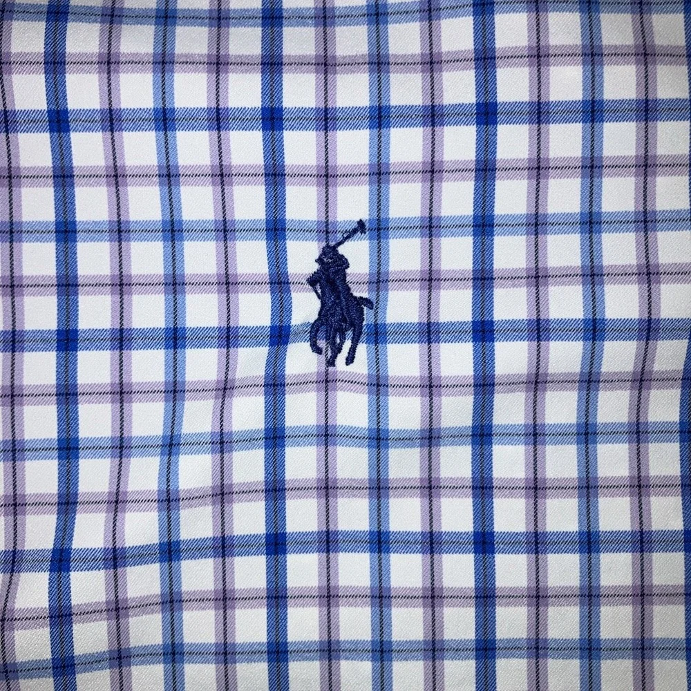 Polo Ralph Lauren Shirt Mens 2XL Slim Fit Performance Stretch Blue‎ Pink Check